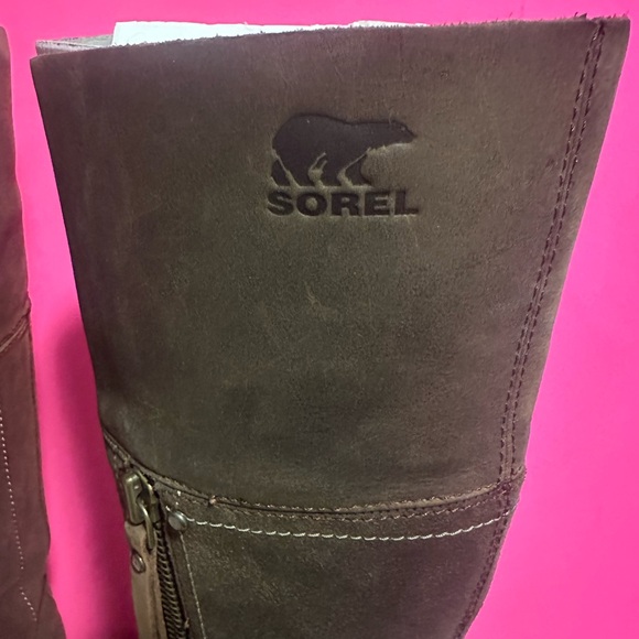 Sorel women dark brown leather heeled boots size 7.5 - Picture 7 of 8